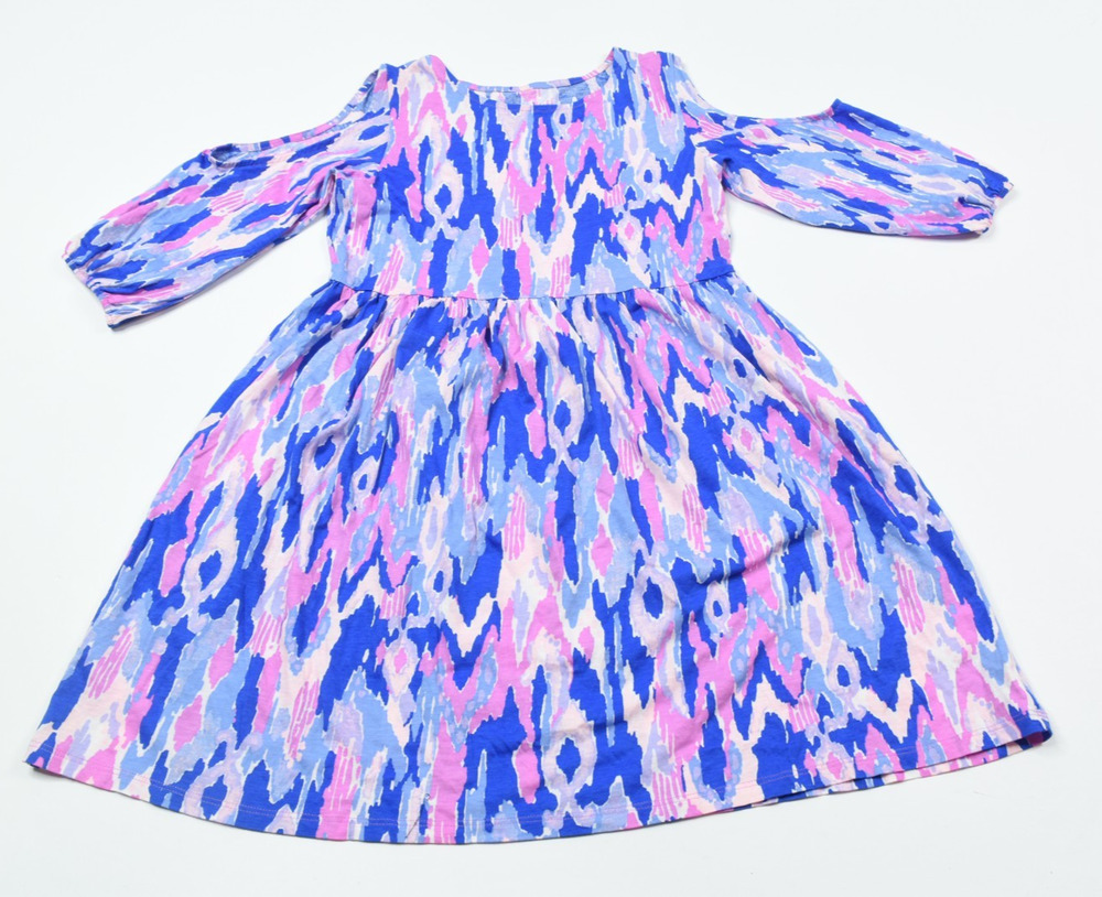 Lilly Pulitzer Open Sleeve Summer Dress Girls XL Blue Pink Cotton